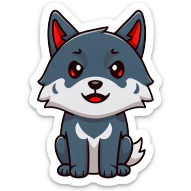 sad crying black wolf with red eyes sticker