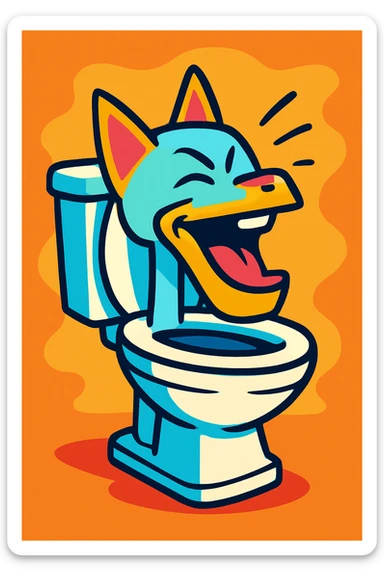 Skibidi Toilet character mewing with exaggerated jawline, vibrant toon style sticker