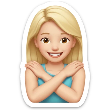 Arms crossed holding neck laughing girl sticker