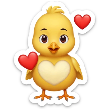 Pollito con corazones sticker