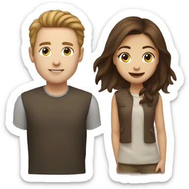 Brown haird asian girl with brown hair white guy sticker