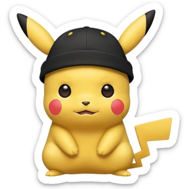 A Pikachu hat black  sticker