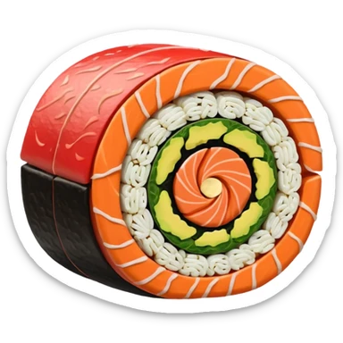 Roll bean sushi one in front of  sticker