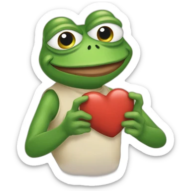 Pepe the frog with heart in hand sticker