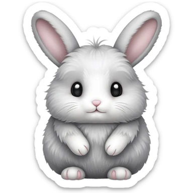 A grey and white fluffy minilop bunny sticker