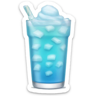 pastel blue drink with lots of ice and frosted glass sticker