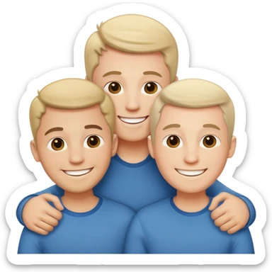Three white men with love sticker