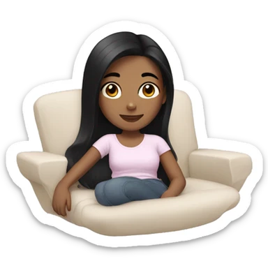 Girl with black hair relaxing  sticker