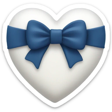 Navy white heart with a blue bow  sticker