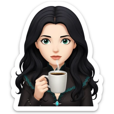 yennefer drinking coffee sticker