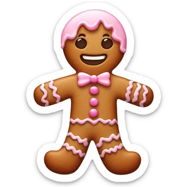 cute gingerbread man, with pastel pink frosting sticker