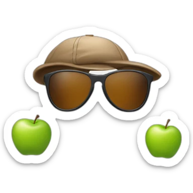 Default apple poop emoji in sport sunglasses and sport cap sticker