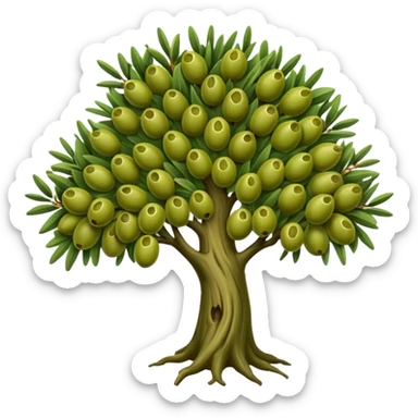 Árbol de aceitunas con ramas de olivo sticker