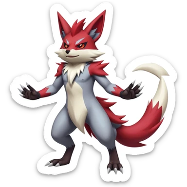 Edgy Cool Beautiful Zangoose-Zoroark, full body sticker