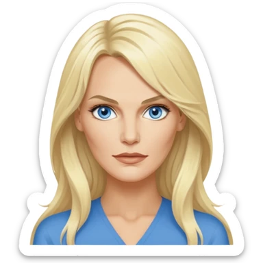 Daryl Hannah with blue eyes, long hair sticker