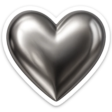 heart with a metallic platinum finish sticker