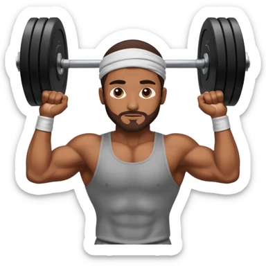 brown muslim man pushing weight sticker