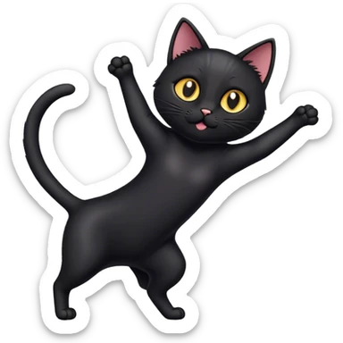 Black cat stretching  sticker