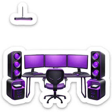 purple gaming setup with two monitors sticker