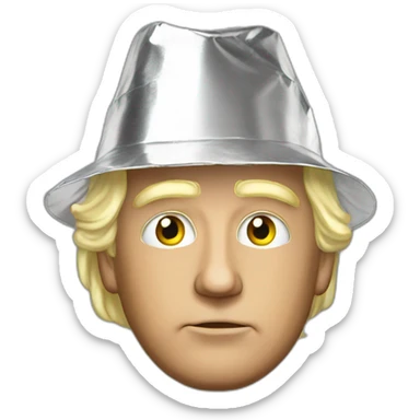 Trump with tinfoil hat on sticker