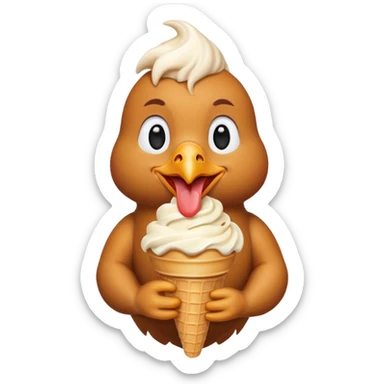 A chicken eating ice cream  sticker