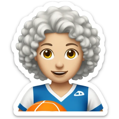 White woman curly hairyplaying pickleball sticker