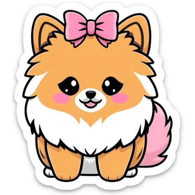 Pomerania con fiocco rosa sticker