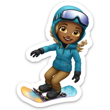 Snowboarding babe sticker