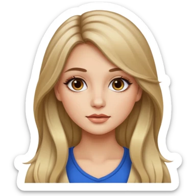 pretty girl with long hair and highlights makeup  sticker