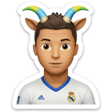 I want Ronaldo in Madrid and something over his head saying GOAT sticker