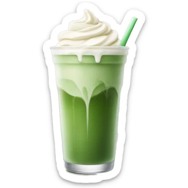 Iced cold matcha latte with vanilla foam sticker