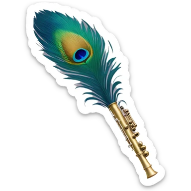 Peacock feather attached to flute sticker