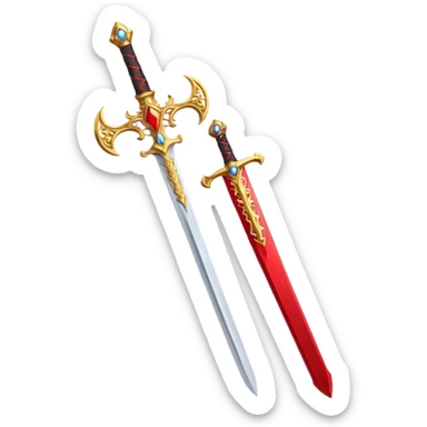 fiery royal golden sword with red blade sticker