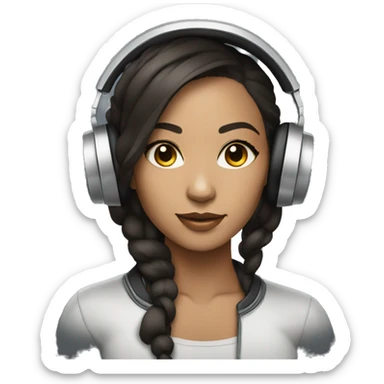 Female dj lightskin with turntables  sticker