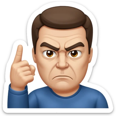 angry man pointing fingure at himself sticker