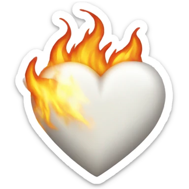 white fire heart sticker