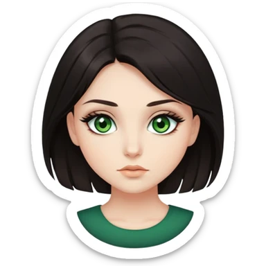 Dark hair girl with green eyes and really long dramatic eyelashes sticker