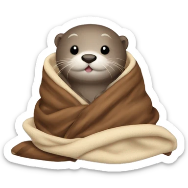 otter cozy in blanket sticker