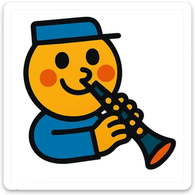 smiling face with clarinet sticker