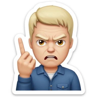 angry guy sticking middle finger sticker