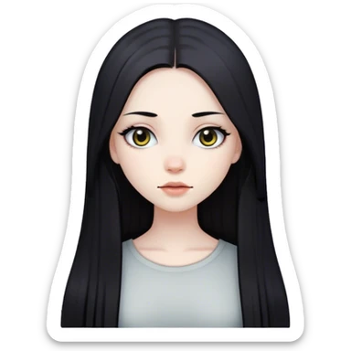 Girl with long straight black hair pale skin dark eyes   sticker