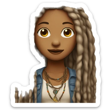 Hippie girl with dreads sticker