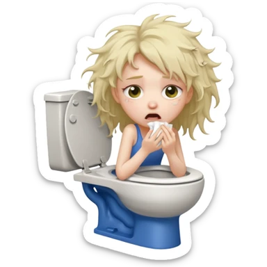 woman very skinny pewking inside toilet sticker