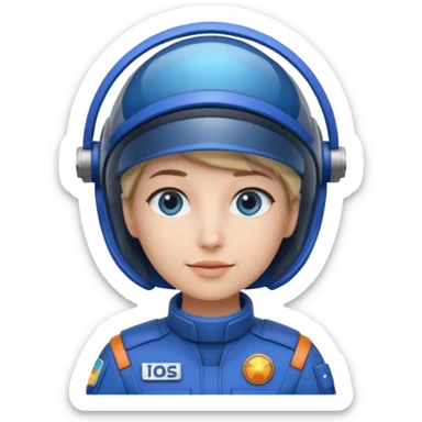 Blue-visor space mechanic sticker