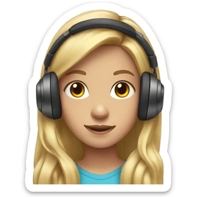 Girl with long blonde hair wearing gaming headphones sticker