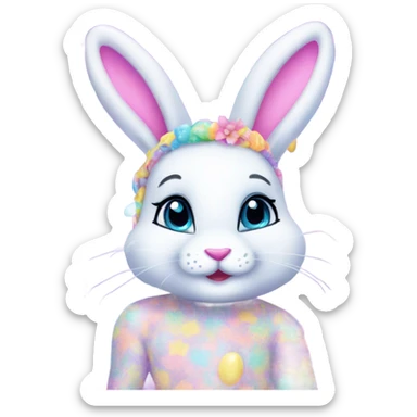 Lisa frank pastel sparkle easter bunny sticker