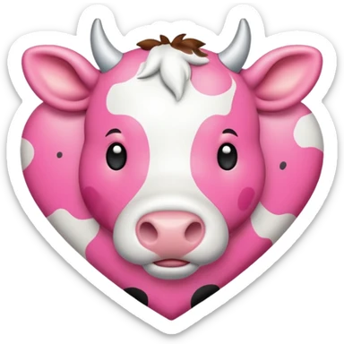Pink cow spot print colored heart sticker