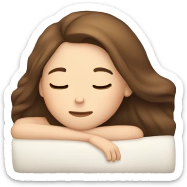 Girl with fair skin and brown long hair sleeping sticker