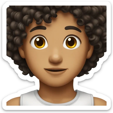 Make a kid with black curly hair and brown eyes sticker