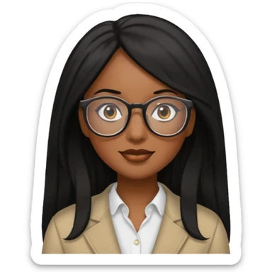 Black women teacher with black long hair sticker